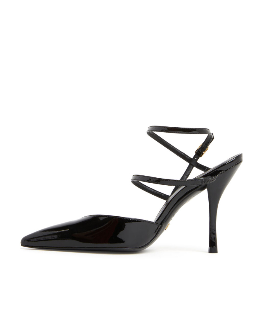 Stuart Weitzman 100mm Strapeze Patent Leather Pumps In Black