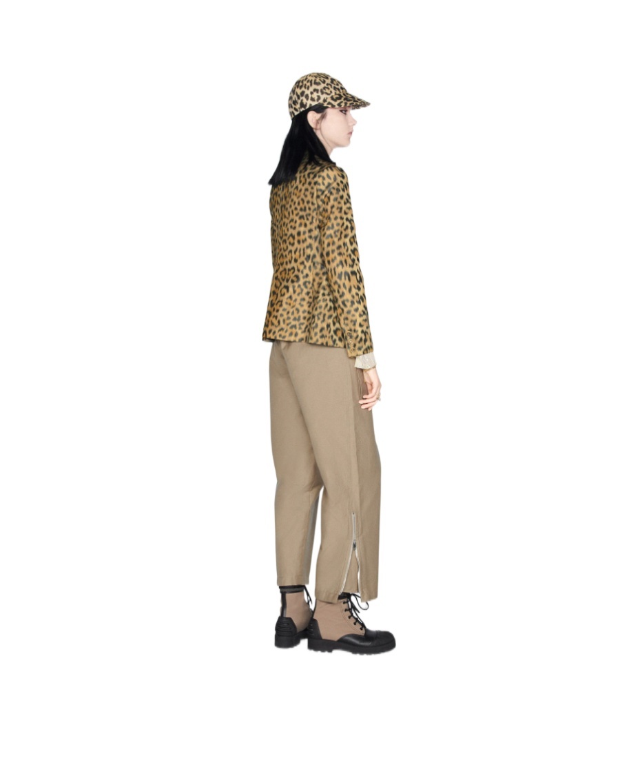 Dior Bombyx Mori Taffeta Leopard Print Suit Jacket In Brown