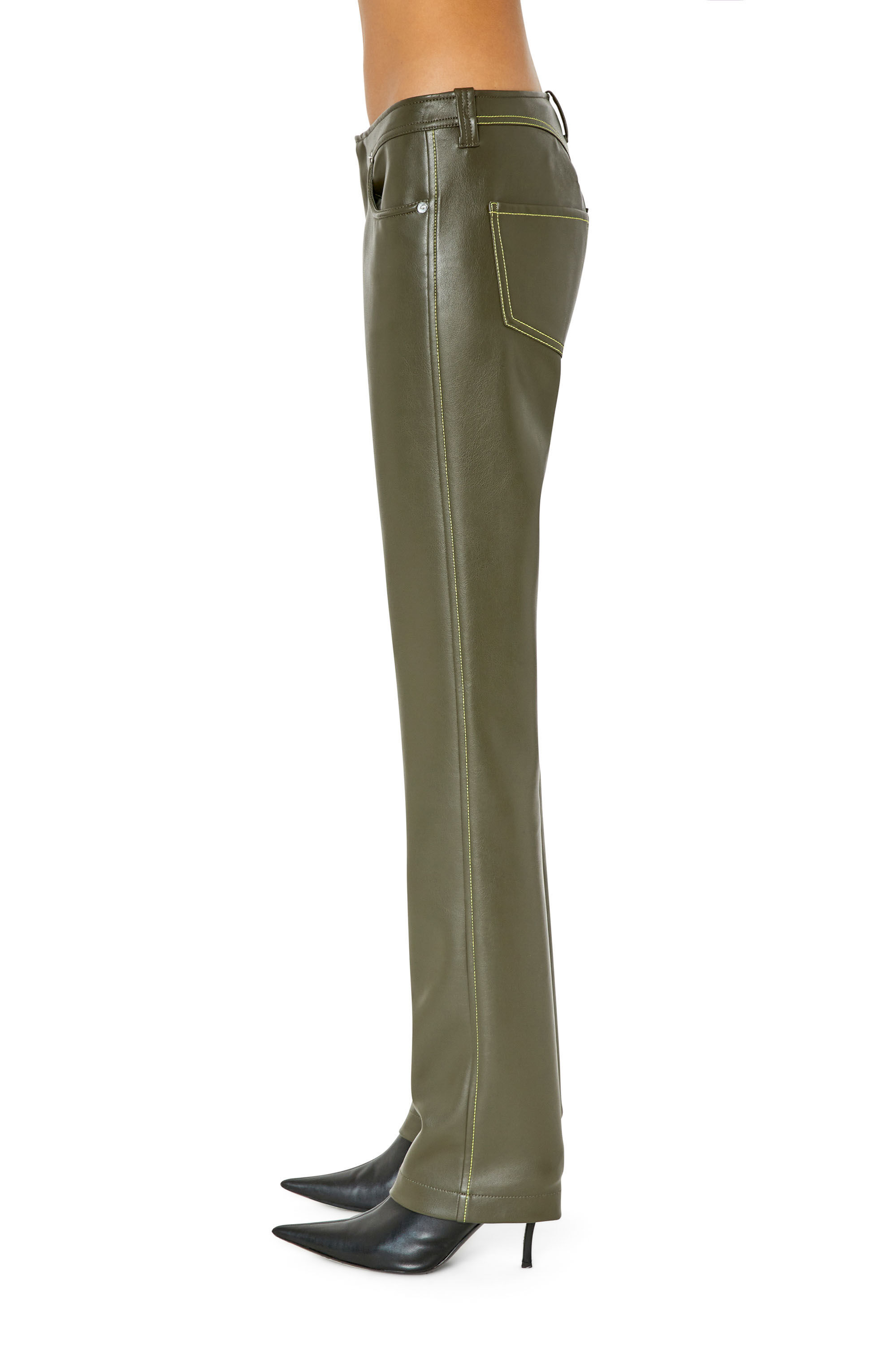 Shop Diesel Faux-leather Straight-leg Trousers In Black