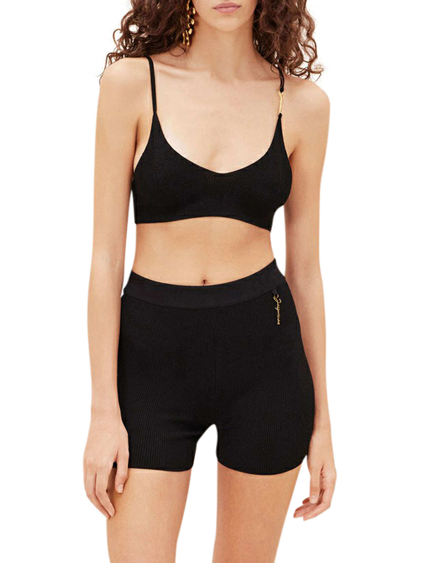 Jacquemus Le Bandeau Pralu Knit Bralette In Black
