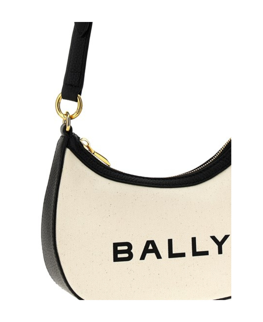 Shop Bally Bar Ellipse Logo Printed Crossbody Bag In Nude