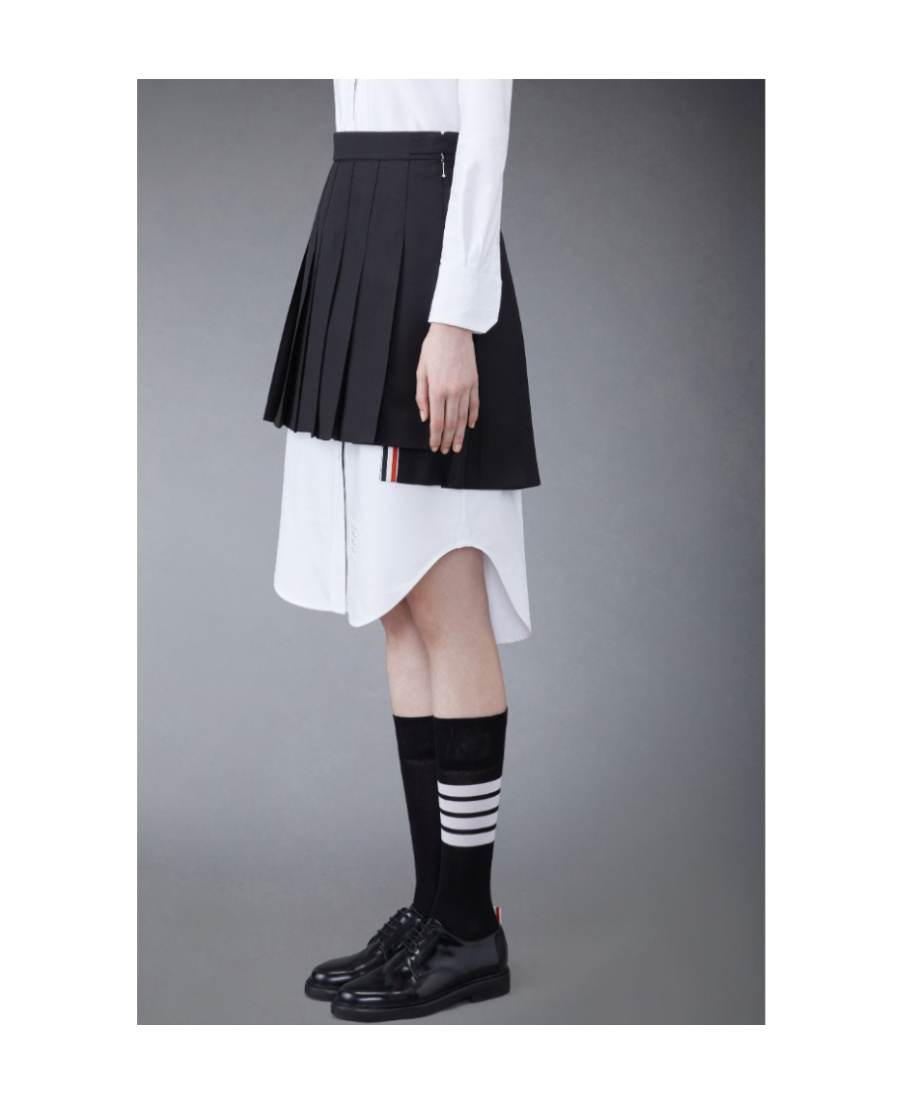 Thom Browne Wool Fresco Pleated Mini Skirt In Black