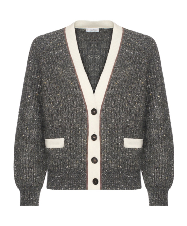 Brunello Cucinelli V-neck Long-sleeved Sweater In Gray