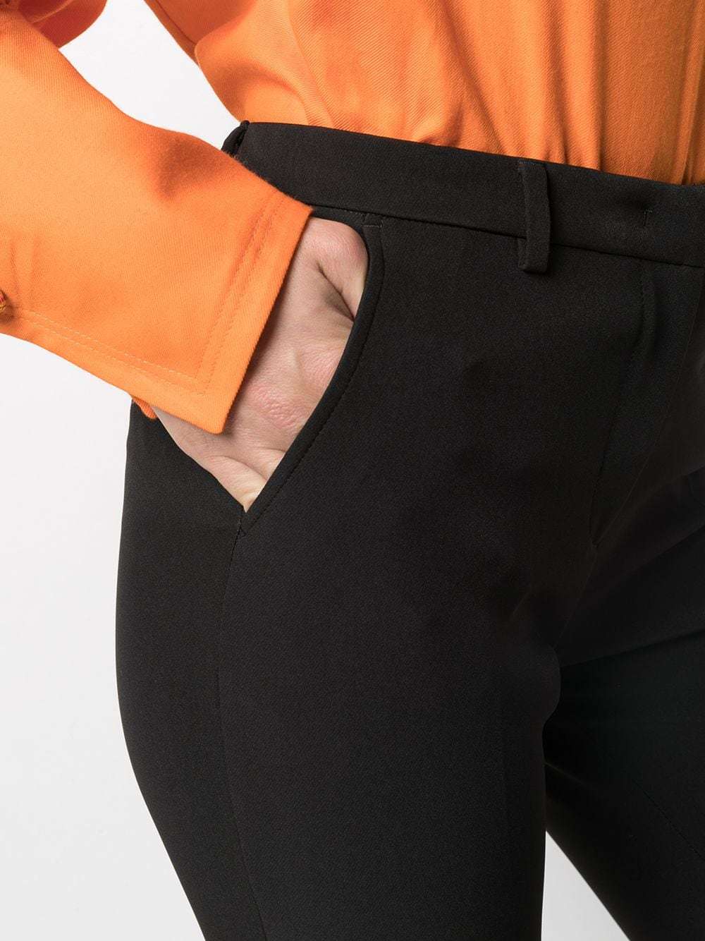 Pt01 Cropped Flared Tailored Trousers In Black