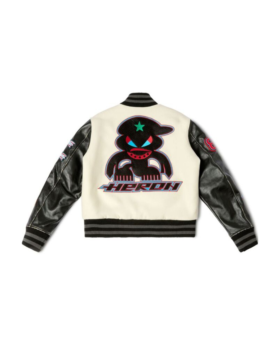 Shop Heron Preston Varsity-patches Bomber Jacket In White