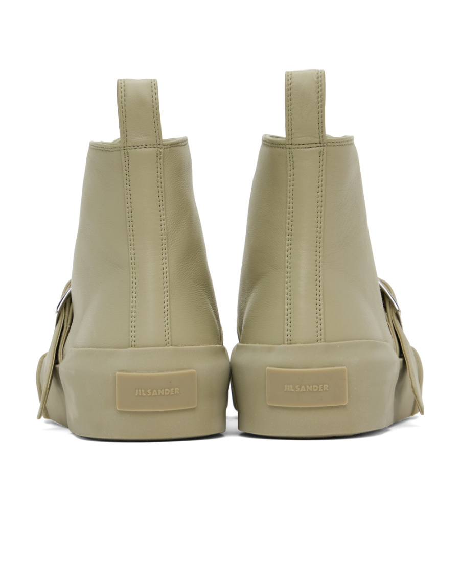 Shop Jil Sander Round Head Strapped High-top Casual Sneakers In Nude