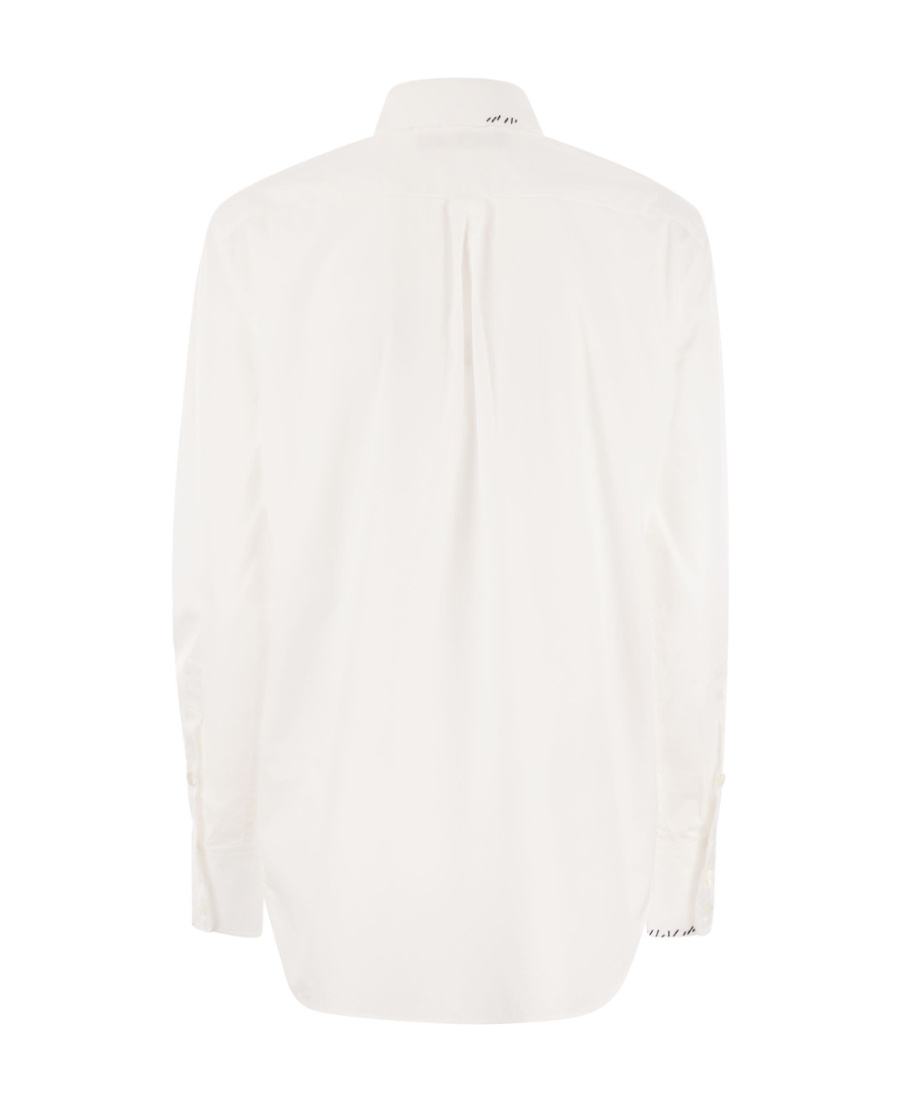 Marni Women's Logo Embroided Cotton Shirt In White