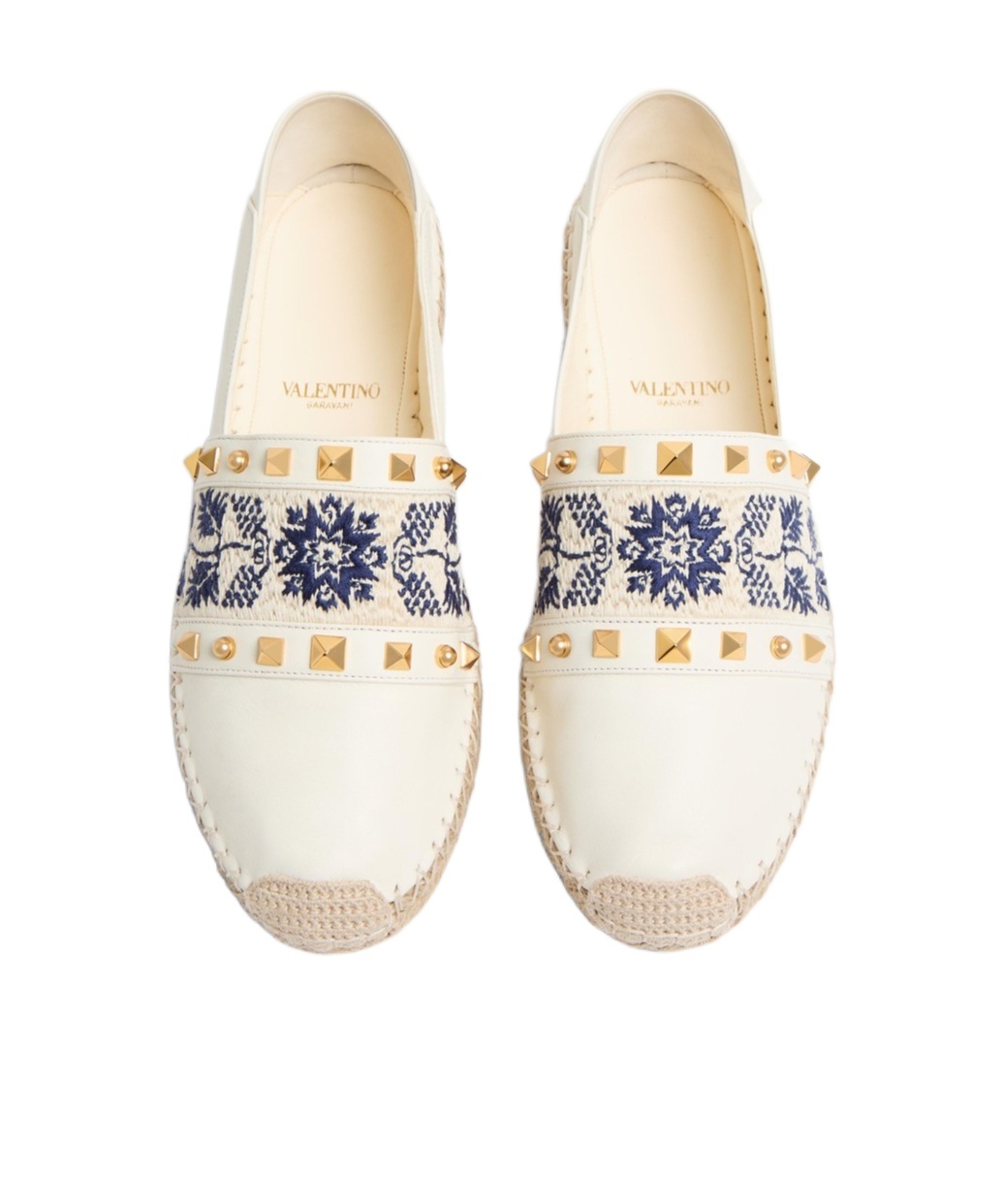 Valentino Country Leather Espadrilles In Nude