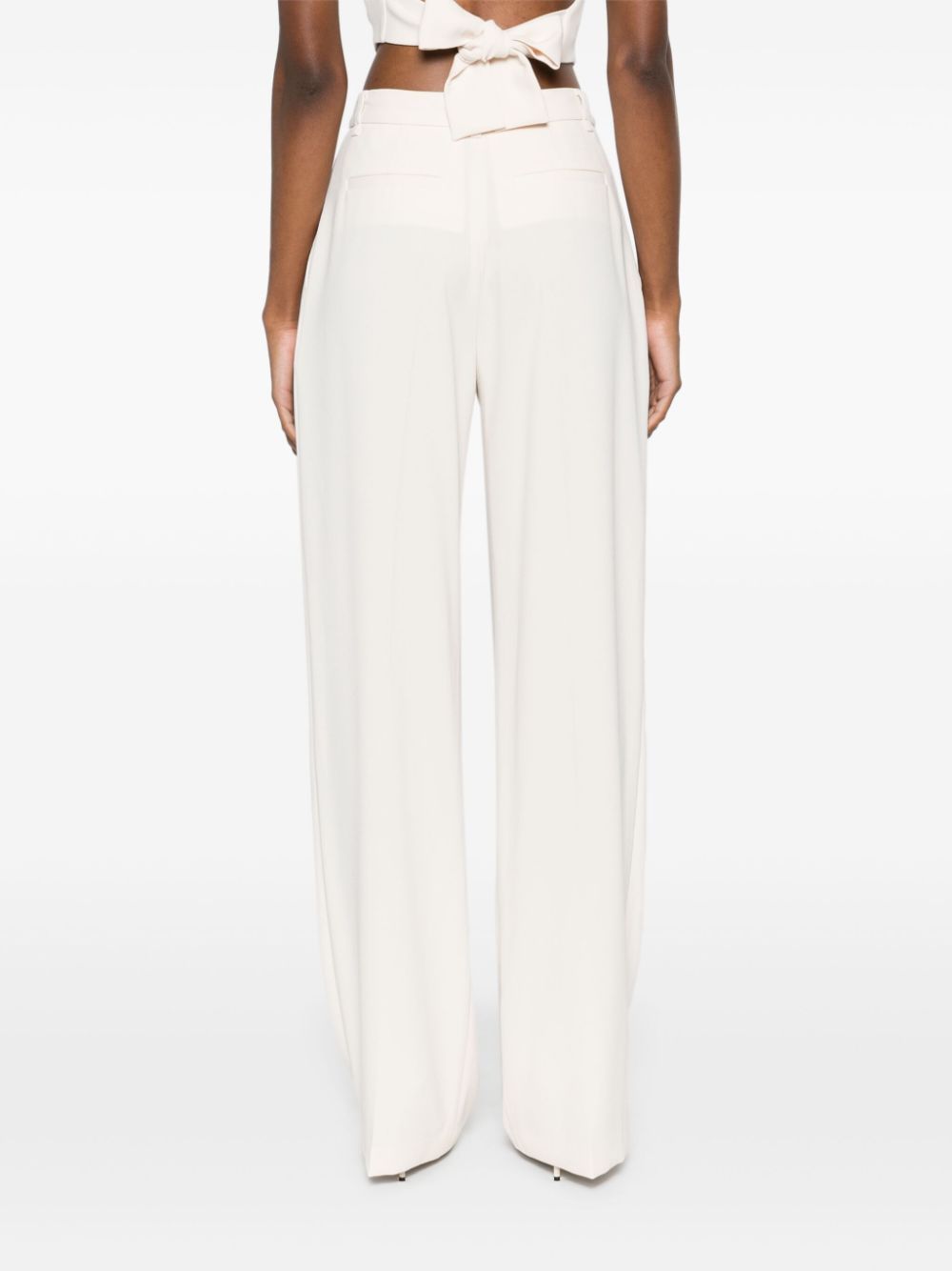 Elisabetta Franchi Contrasting-topstitching Crepe Trousers In White