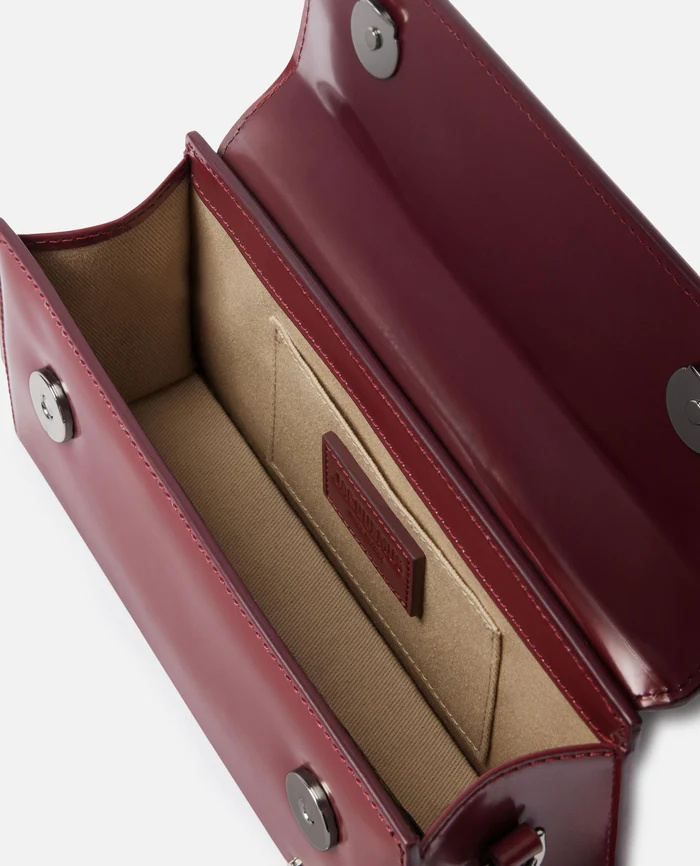 Jacquemus Burgundy Brusched Leather Le Chiquito Long Boucle Handbag In Burgundy