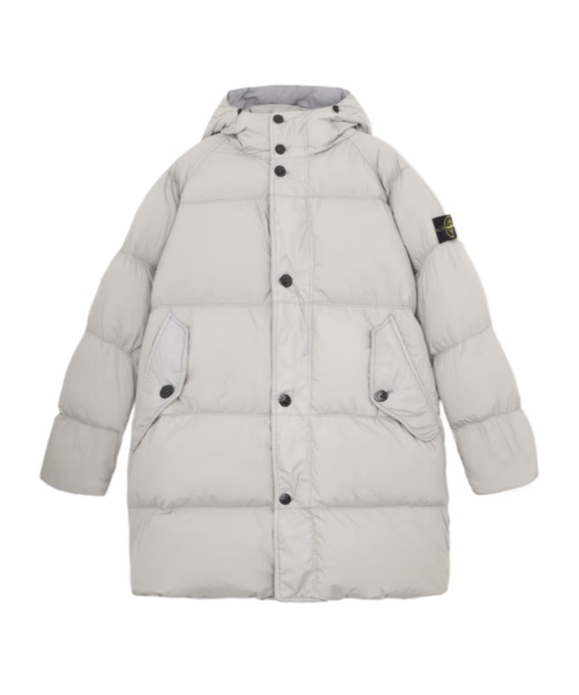 Stone Island Hooded Down Jacket In Gray