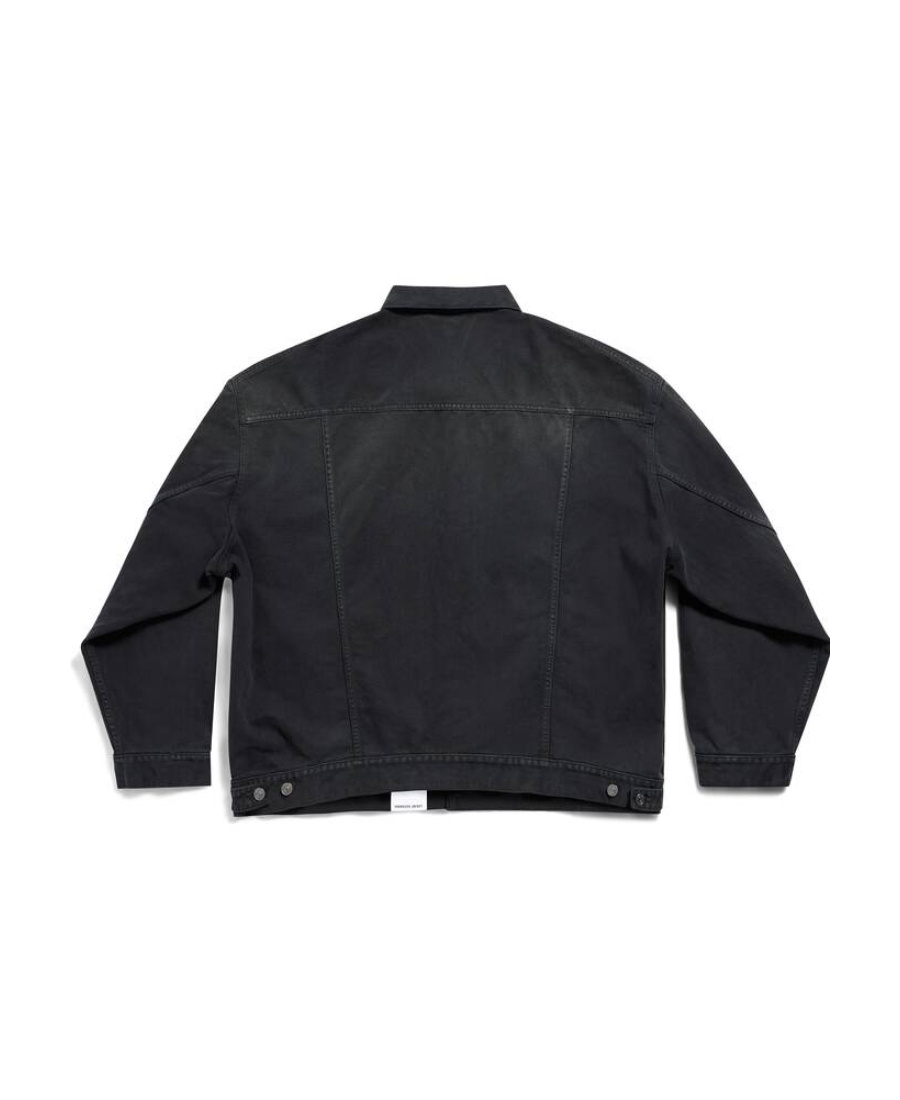 Shop Balenciaga Appliqué-detail Denim Jacket In Black