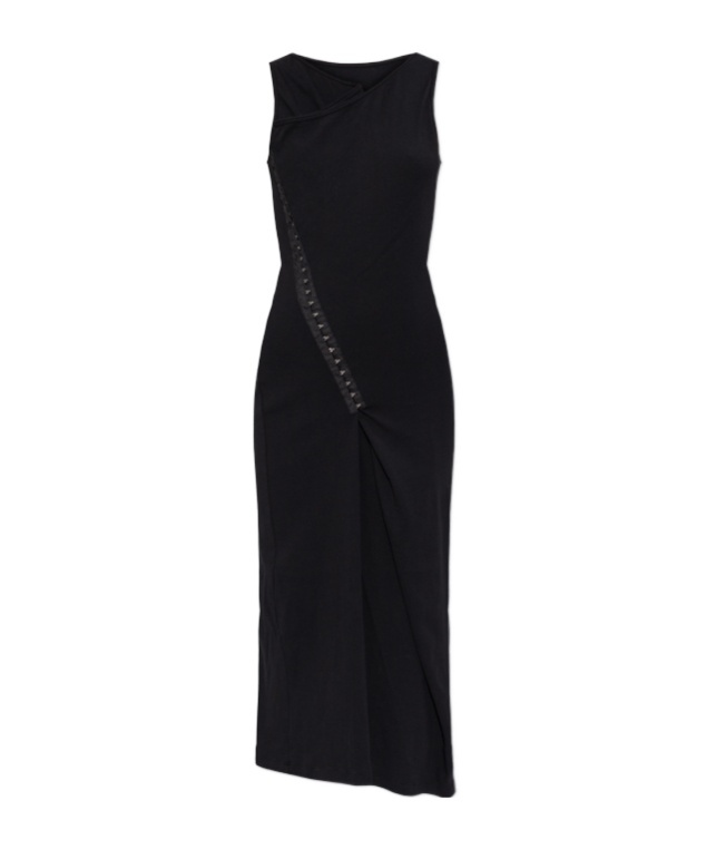 Shop Mm6 Maison Margiela Overlapping-panel Midi Dress In Black