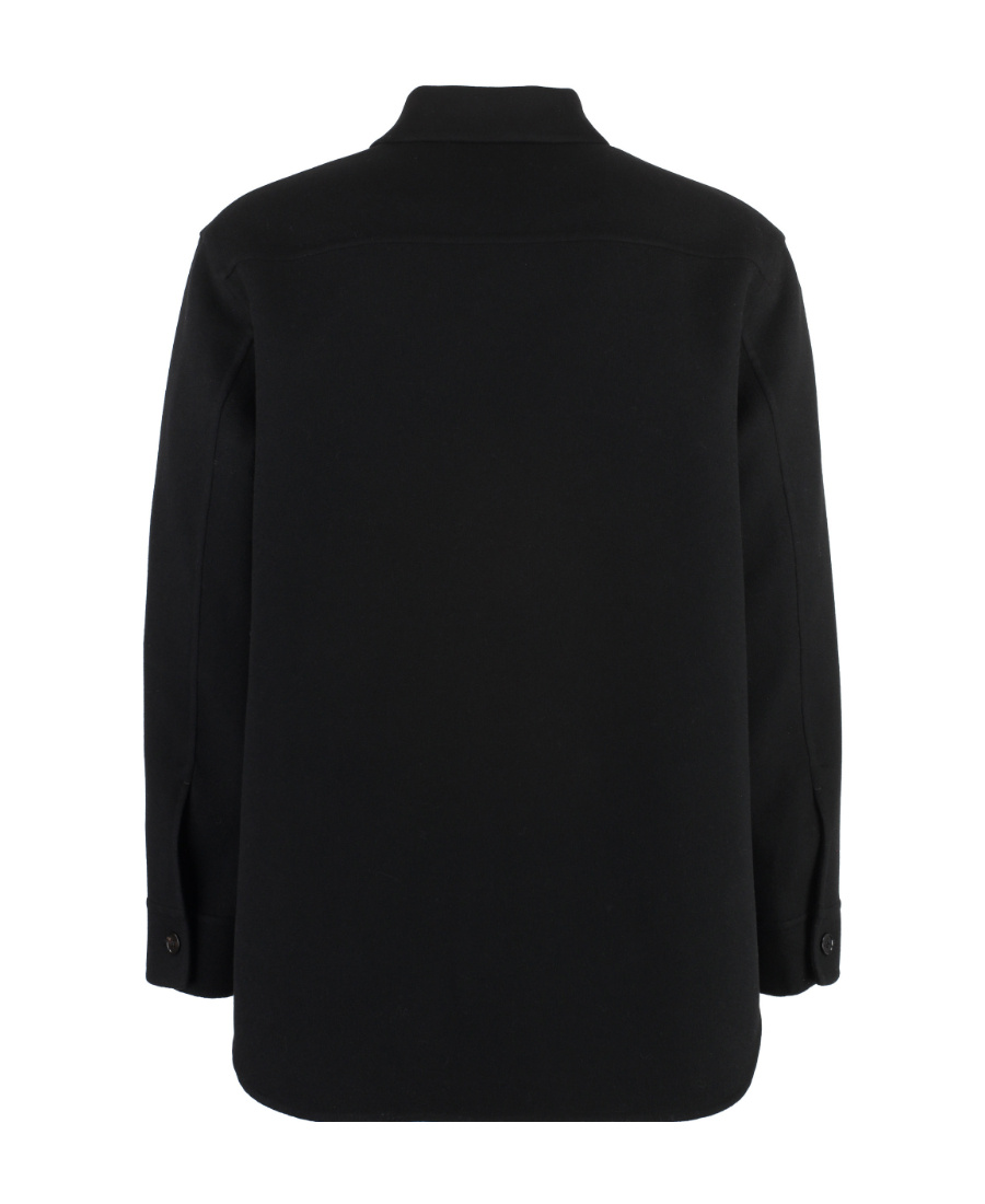 Jil Sander Wool Coat With Long Sleeves And Curved Hem In Black