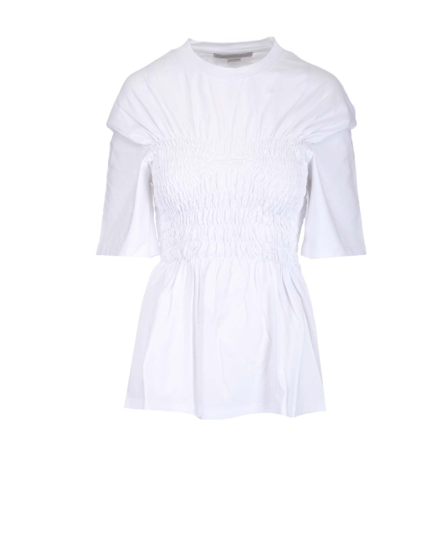 Stella Mccartney Shirred Cotton Top In White