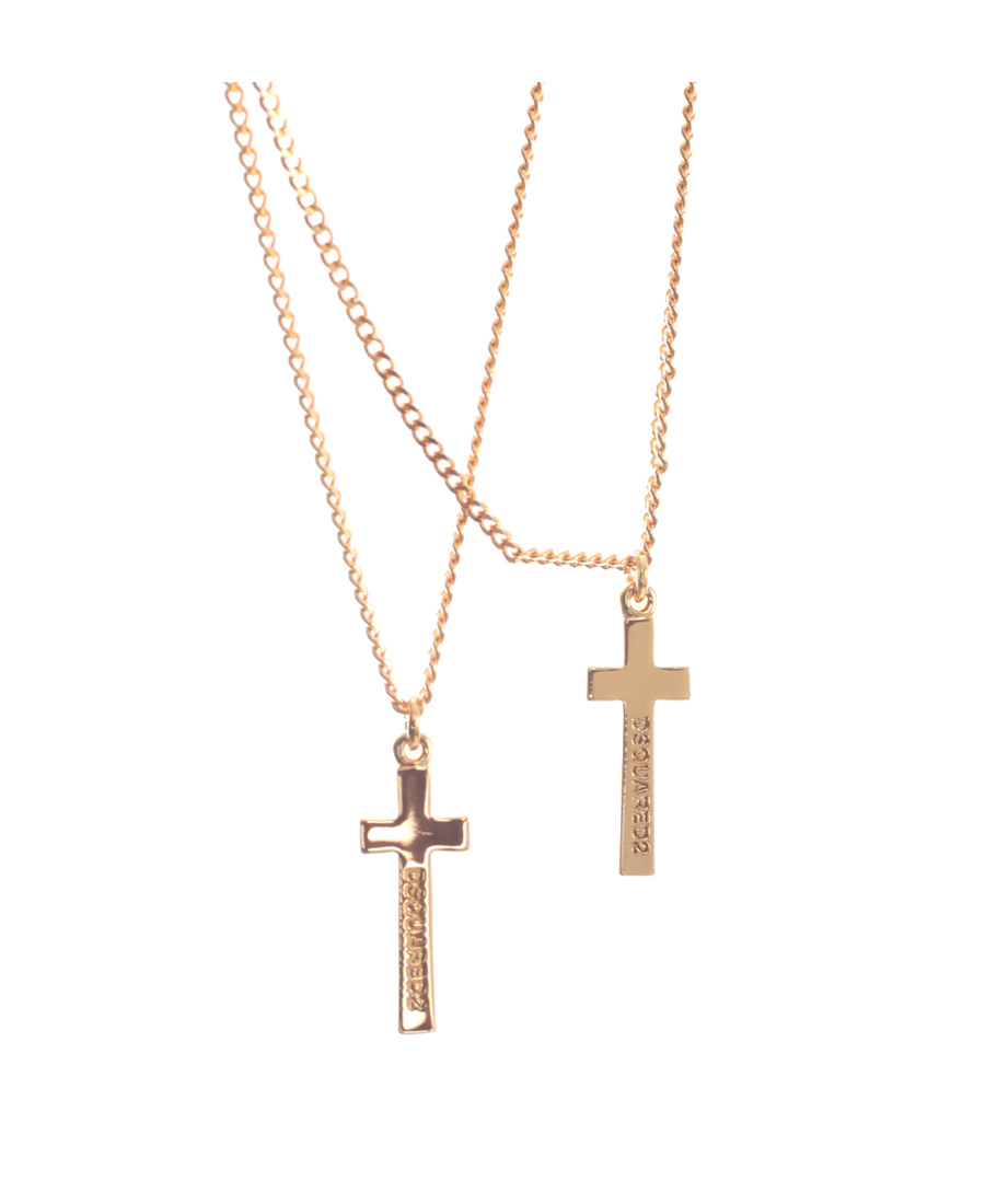 Dsquared2 Double Cross Pendant Necklace In Yellow