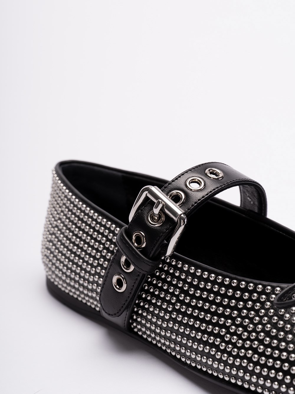 Miu Miu Embellished Leather Ballet Flats In Black