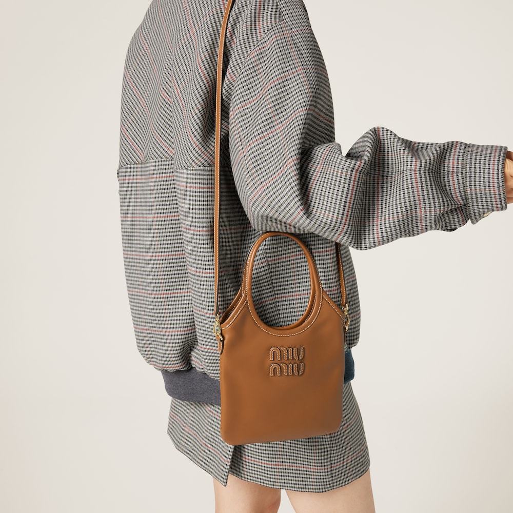 Miu Miu Women Ivy Mini Leather Handbag In Brown
