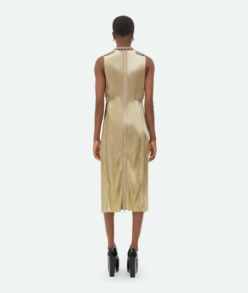 Bottega Veneta V-neck Satin Midi Dress In Nude