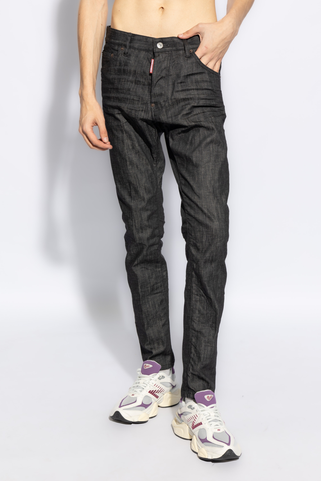 Dsquared2 Logo-patch Cotton Jeans In Black