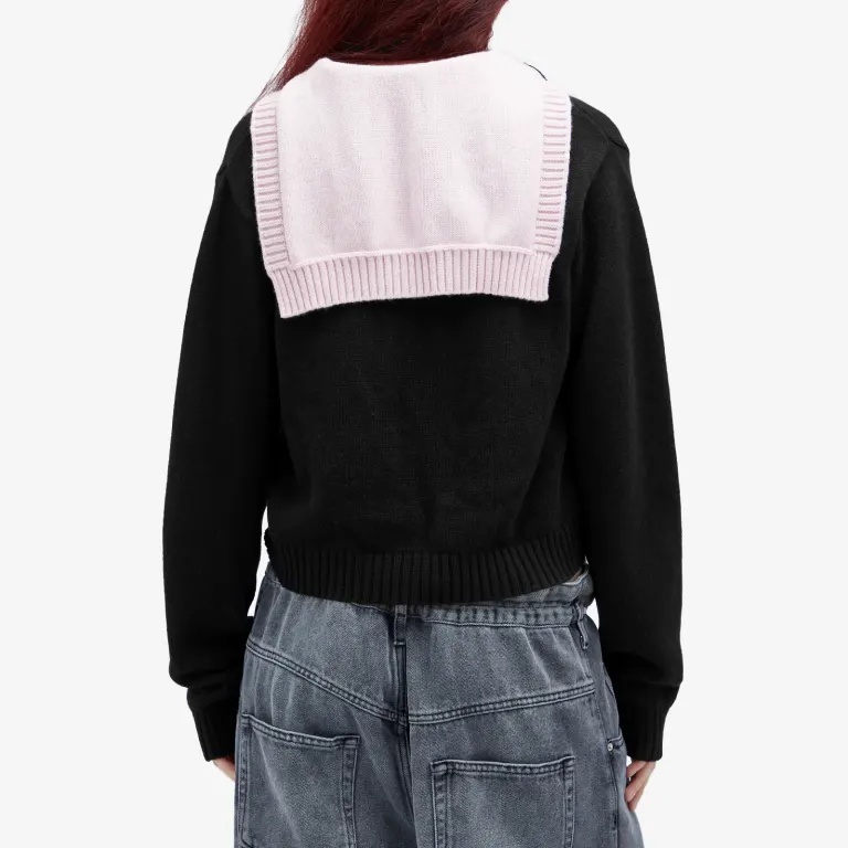 Off-white Button Long-sleeved Sweater In Black