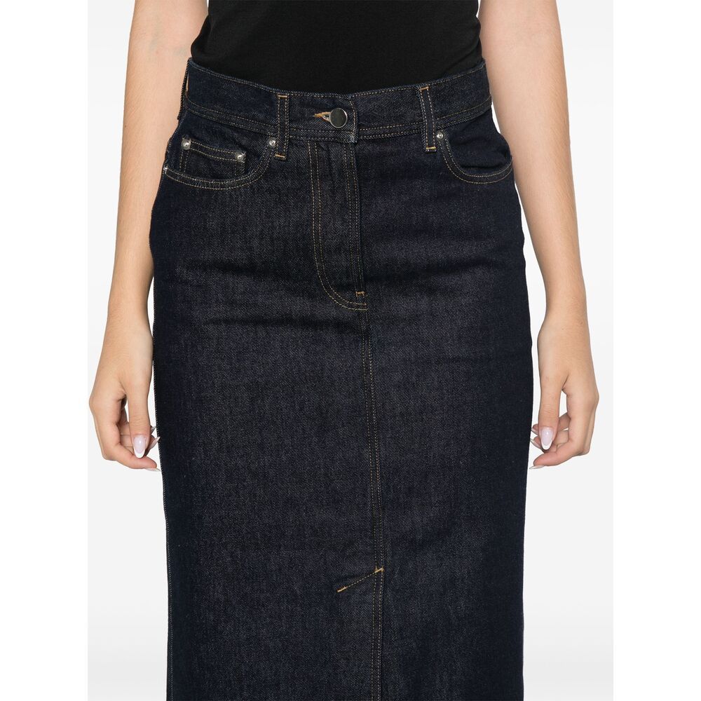 Shop Loulou Studio Denim Skirt In Black