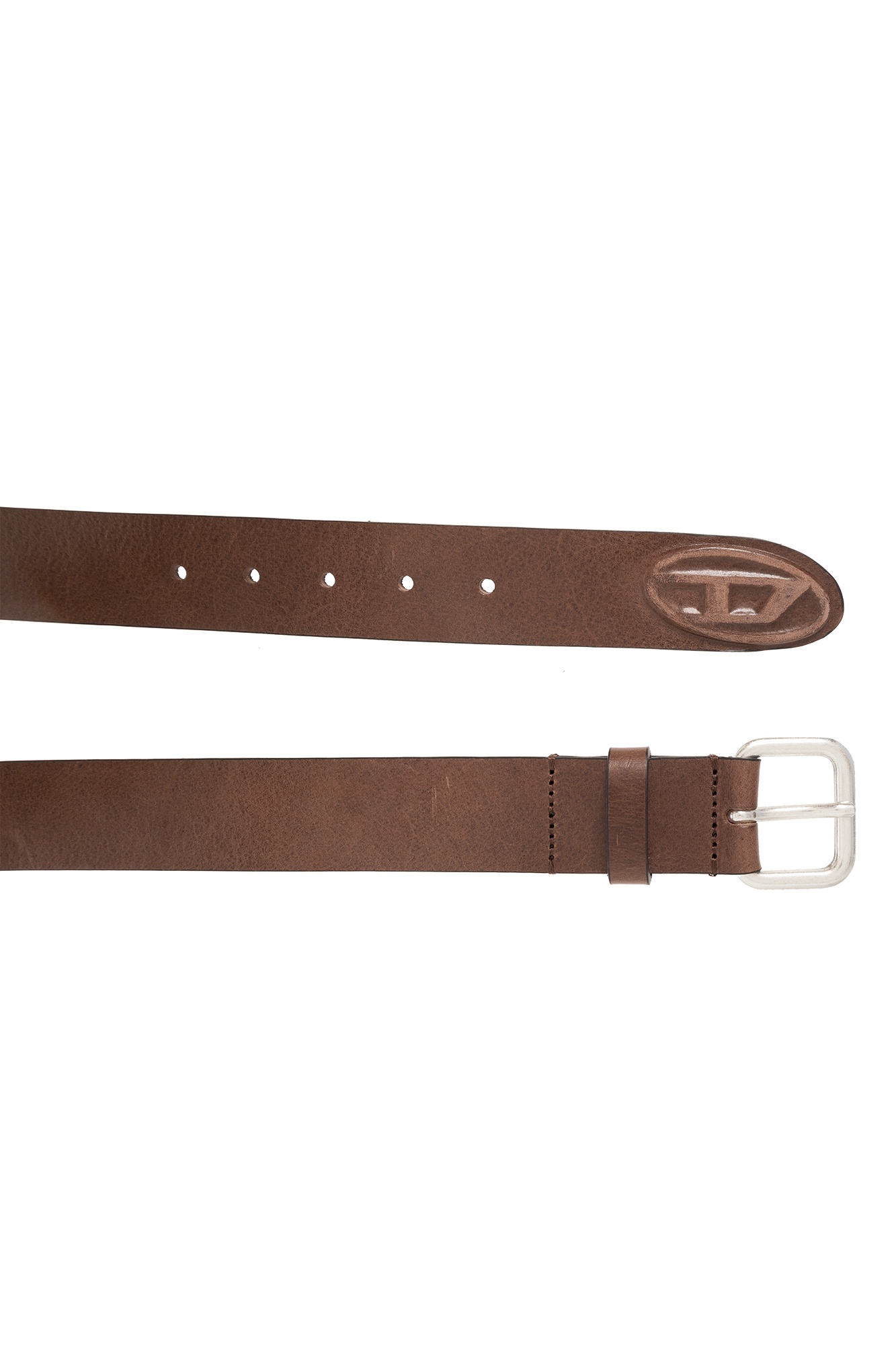 Diesel Oval-d Logo-plaque Leather Belt In Multicolor