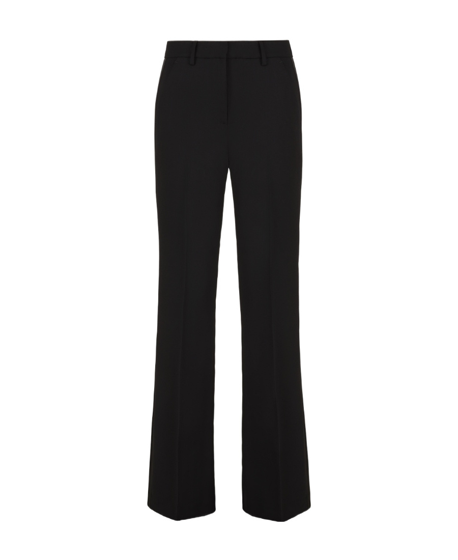 P.a.r.o.s.h Side-stripe Virgin-wool Blend Flared Trousers In Black