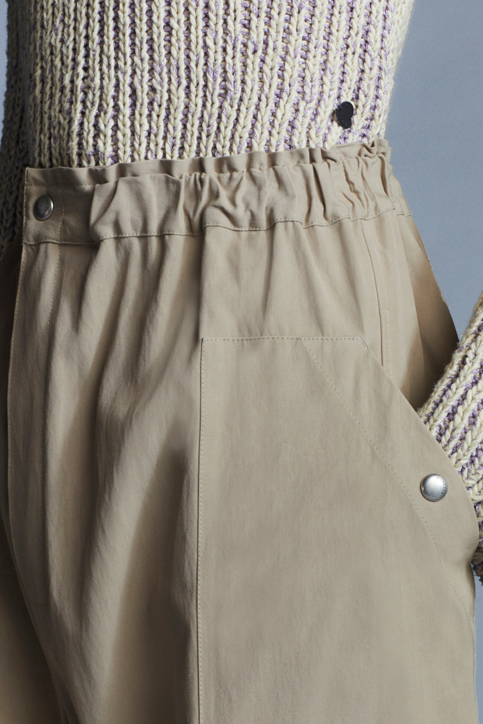 Shop Moncler Logo Wide-legged Ankle Casual Pants In Brown