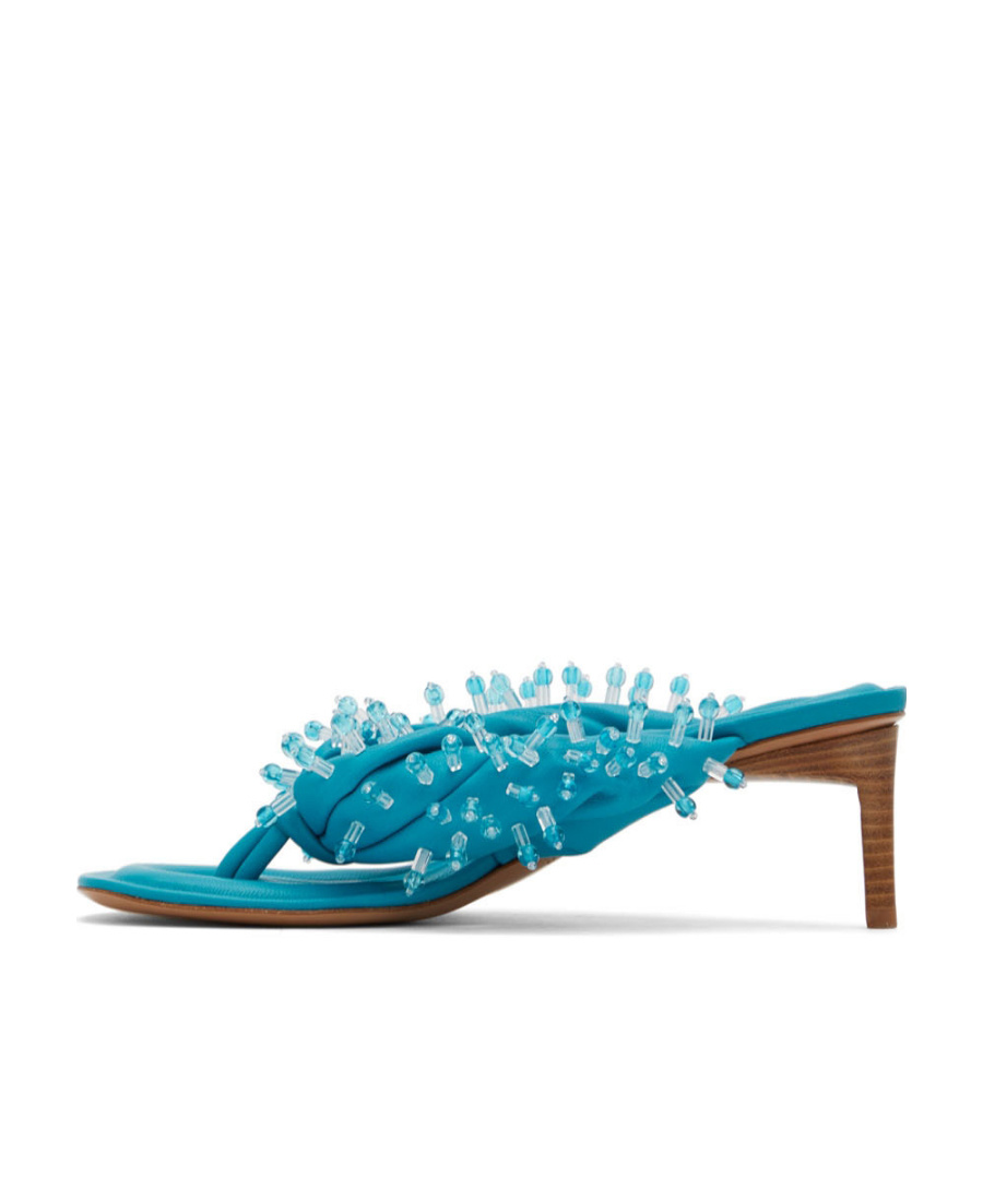 Jacquemus Bead-embellished 70mm Heeled Sandals In Blue