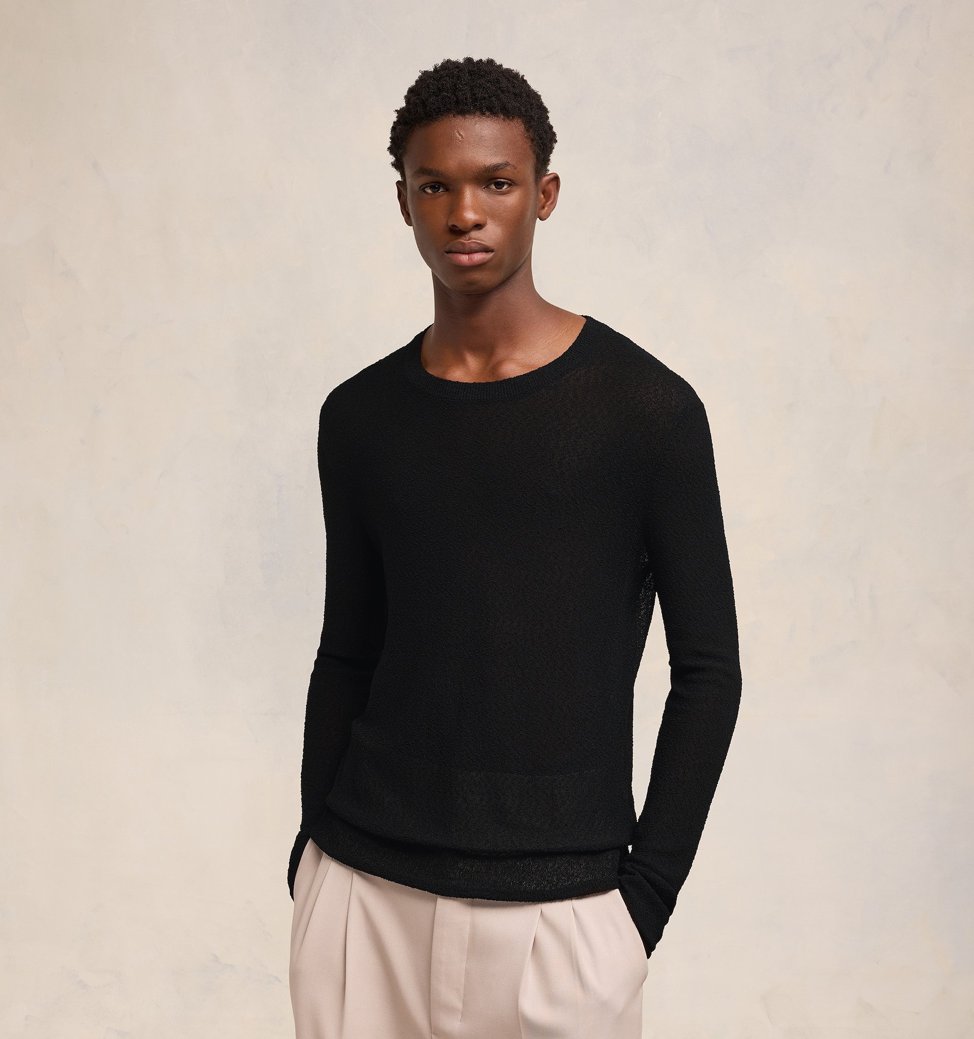 Shop Ami Alexandre Mattiussi Round-neck Long-sleeved Sweater In Black