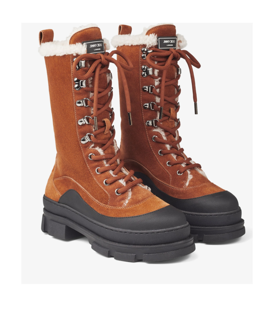 Jimmy Choo Aldea Leather Lace-up Boots In Brown