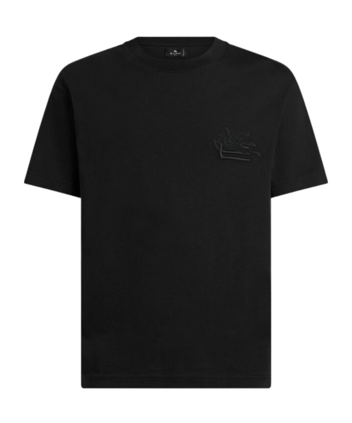 Etro Pegaso Embroidered T-shirt Short Sleeves In Black