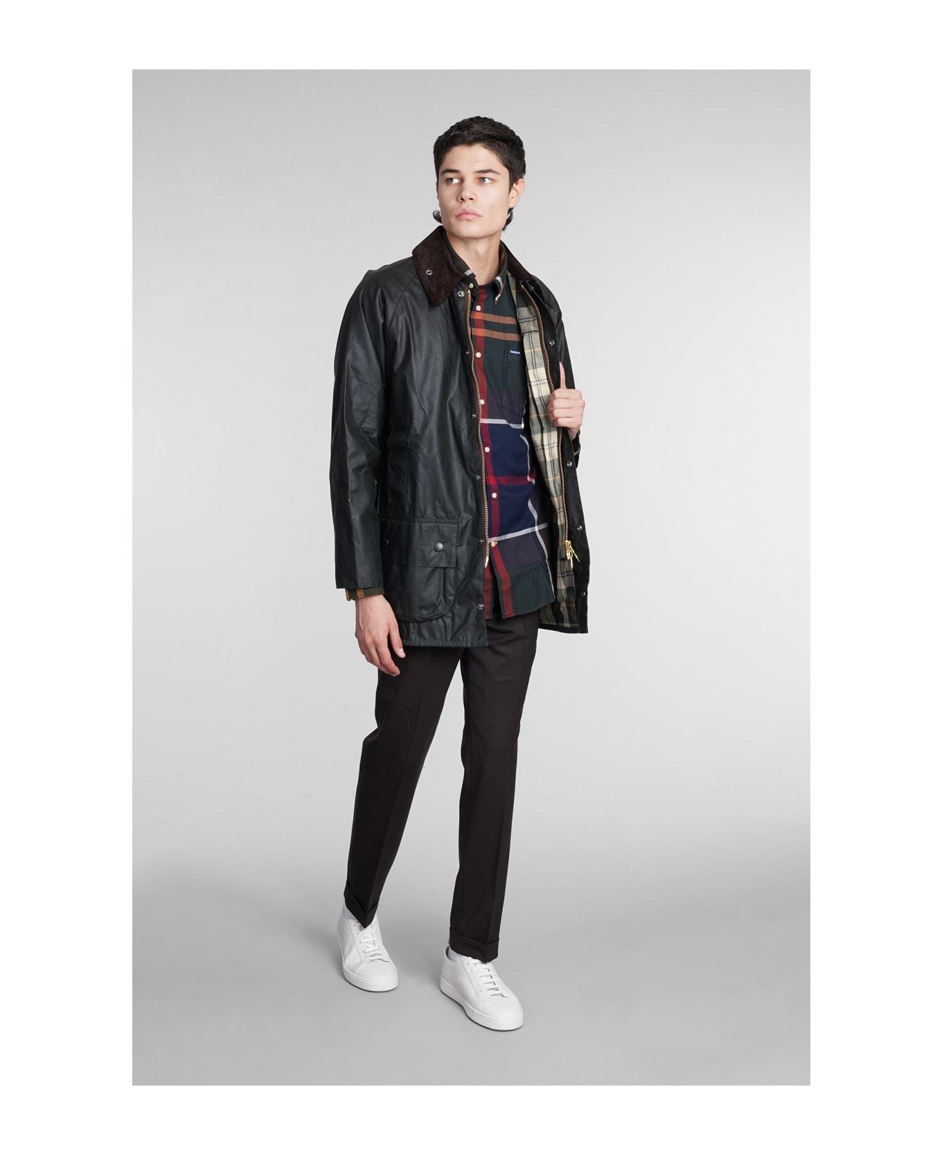 Barbour Badale Waxed-cotton Corduroy-collar Jacket In Black