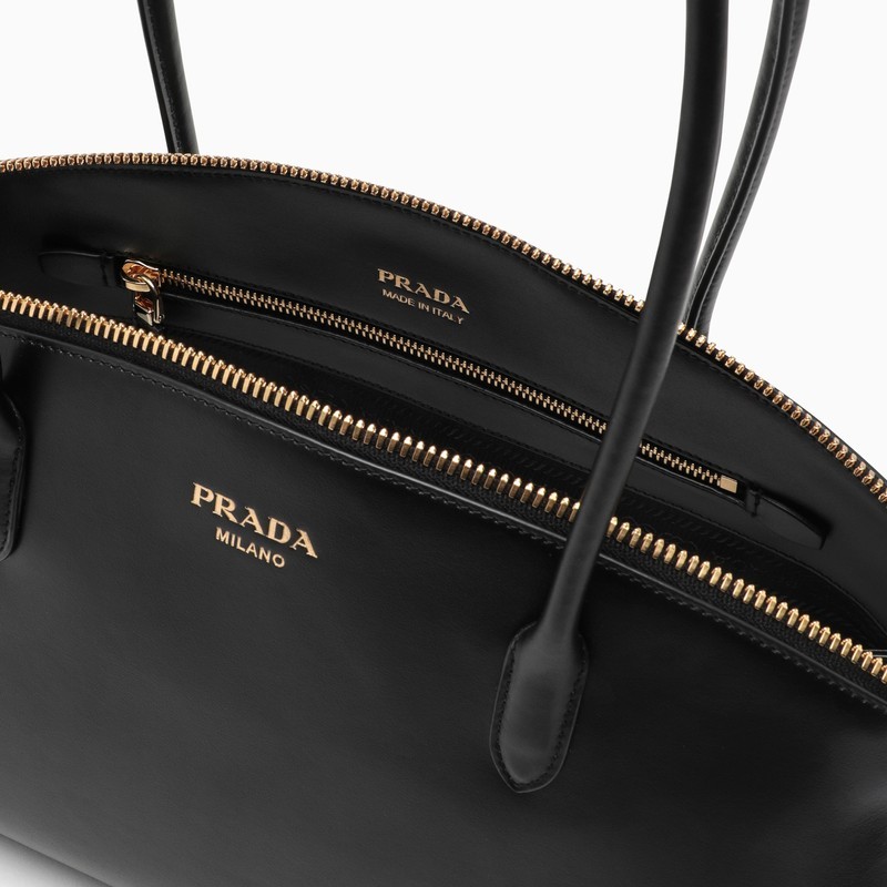 Prada Zipper Shoulder Bag In Black
