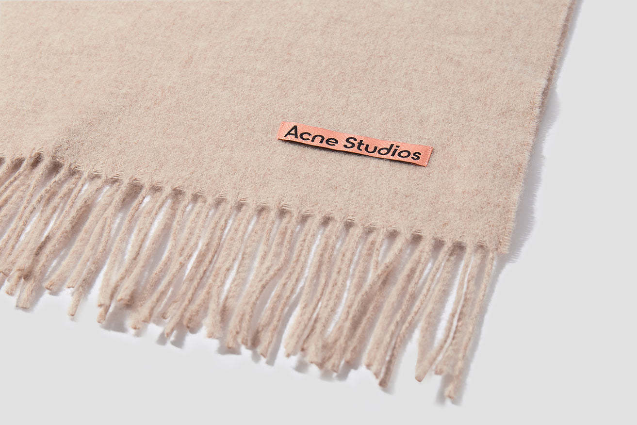 Acne Studios Beige Fringe Wool Oversized Scarf In Neutral
