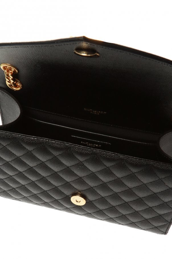 Saint Laurent Ladies Envelope Quilted Shoulder Bag In Black In Black