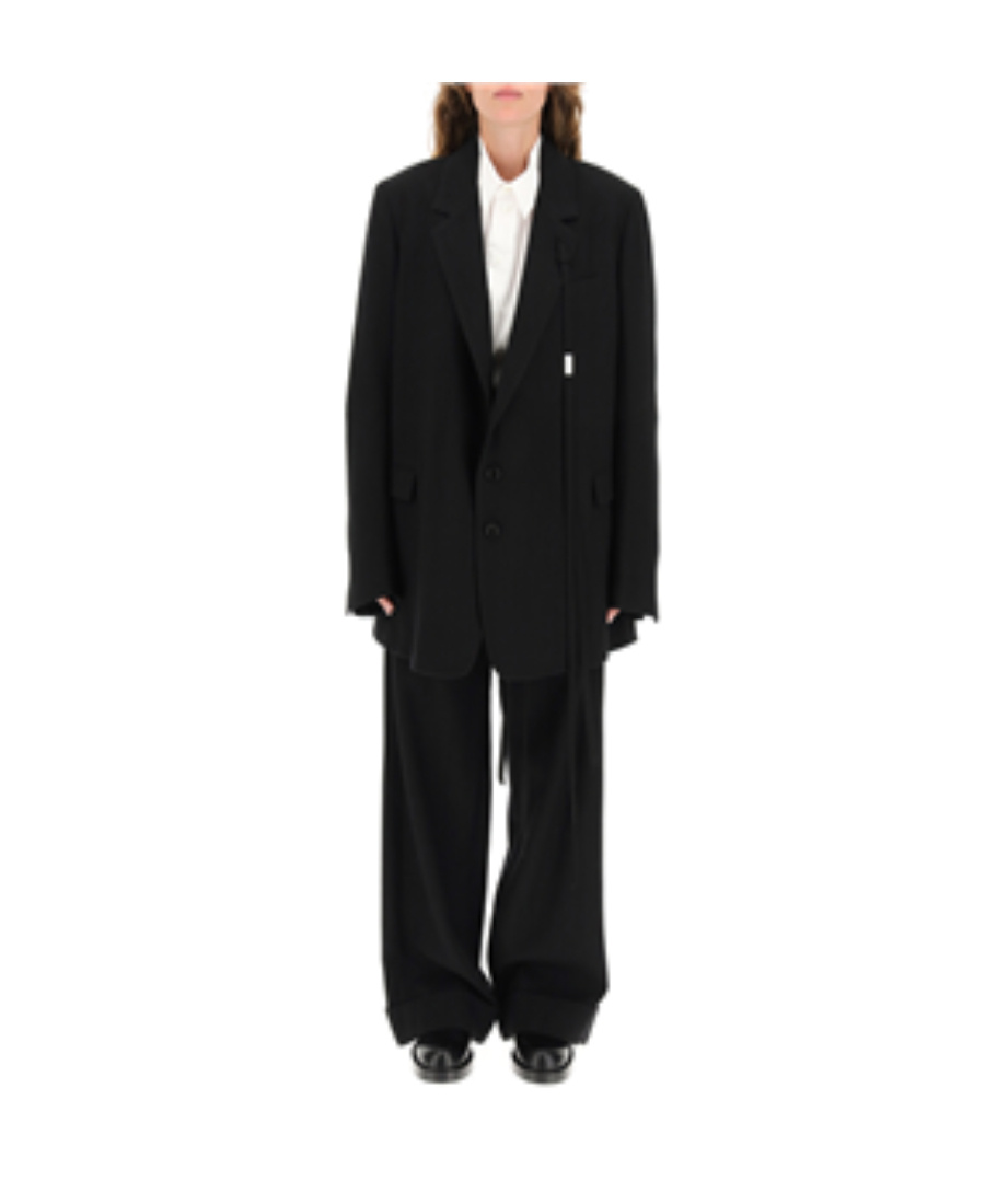 Ann Demeulemeester Pendant Coat With Details In Black
