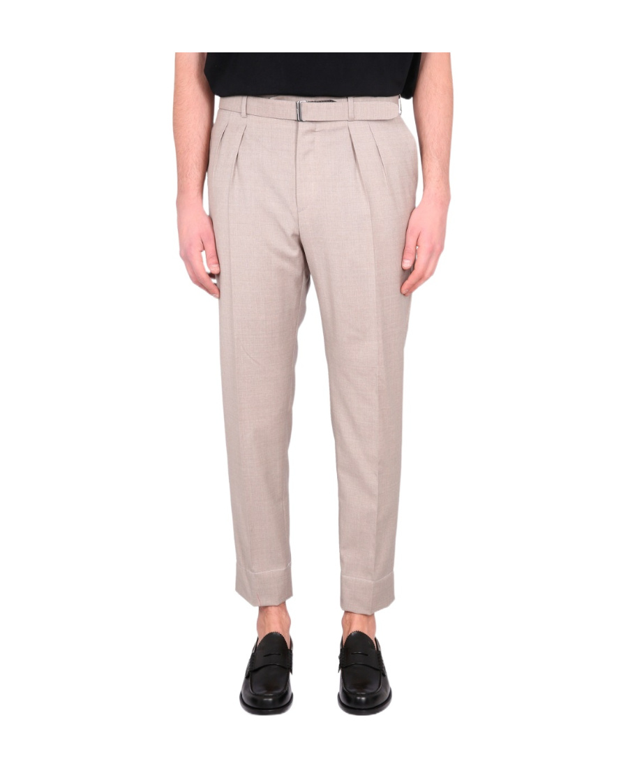 Brioni Cuffed Hem Pleated Front Trousers In Nude