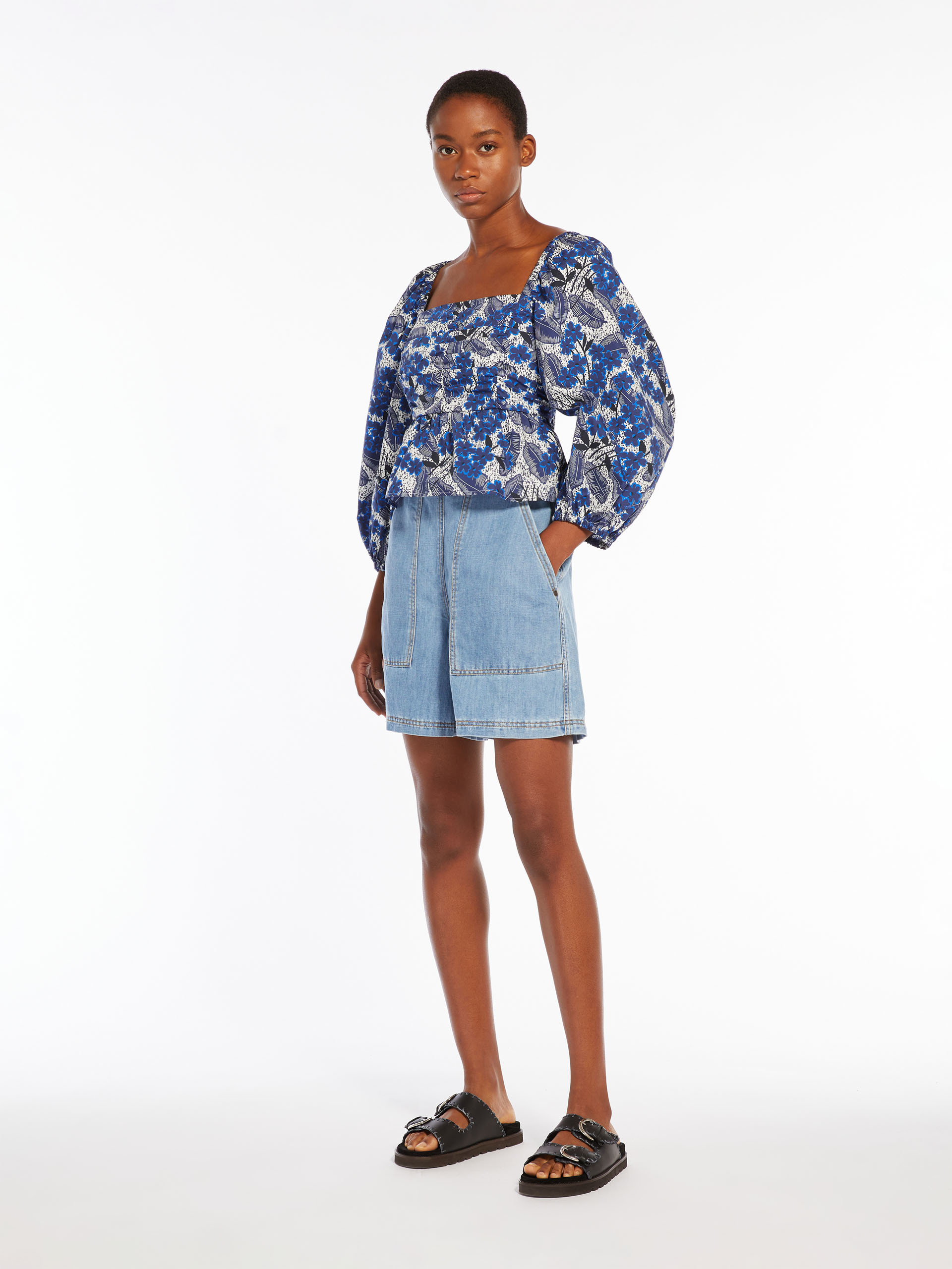 Weekend Max Mara Floral Printed Blouse In Blue