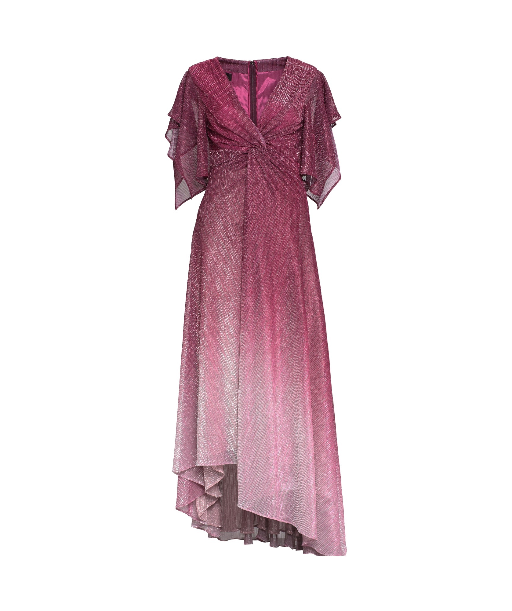 Talbot Runhof Metallic Voile Asymmetric Dress In Pink