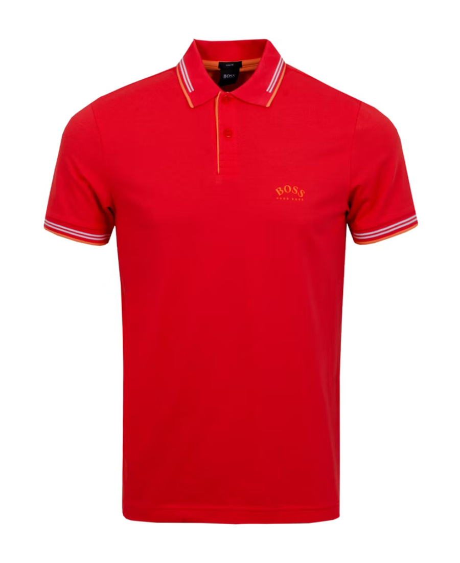 Hugo Boss Paul Curved Polo Shirt In Red