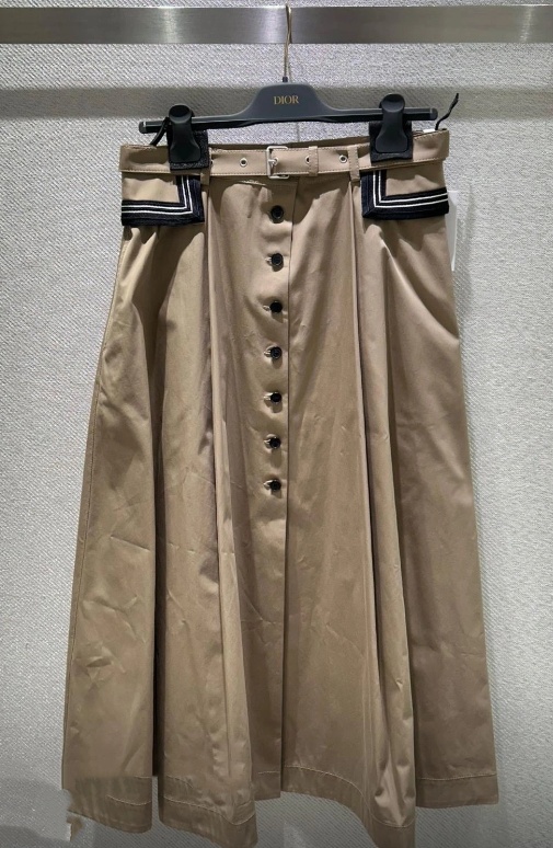 Dior Belted Skirt In Brown
