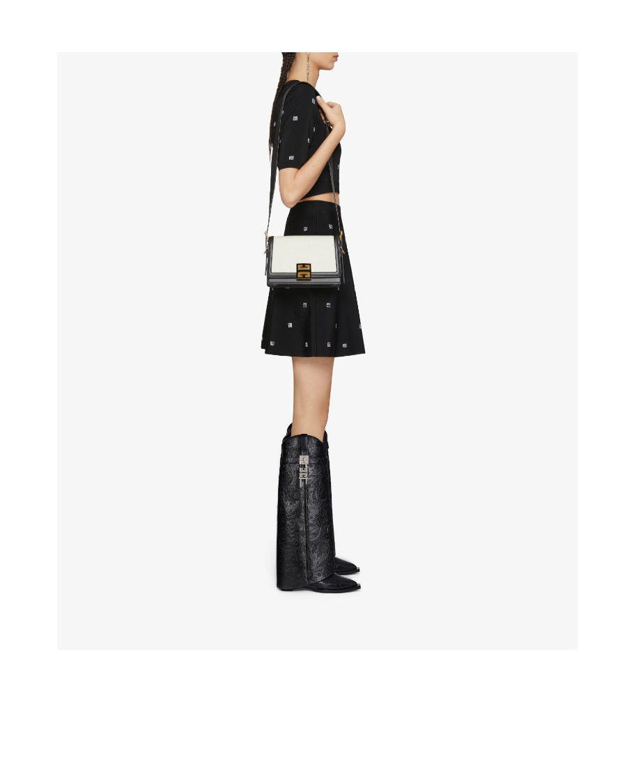 Givenchy Shark Lock Leather Knee-high Cowboy Boot In Black