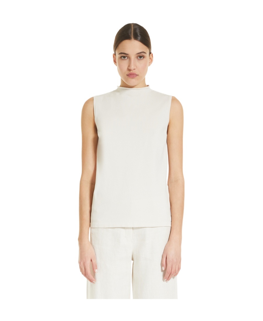Max Mara Sleeveless Round Collar Vest In White