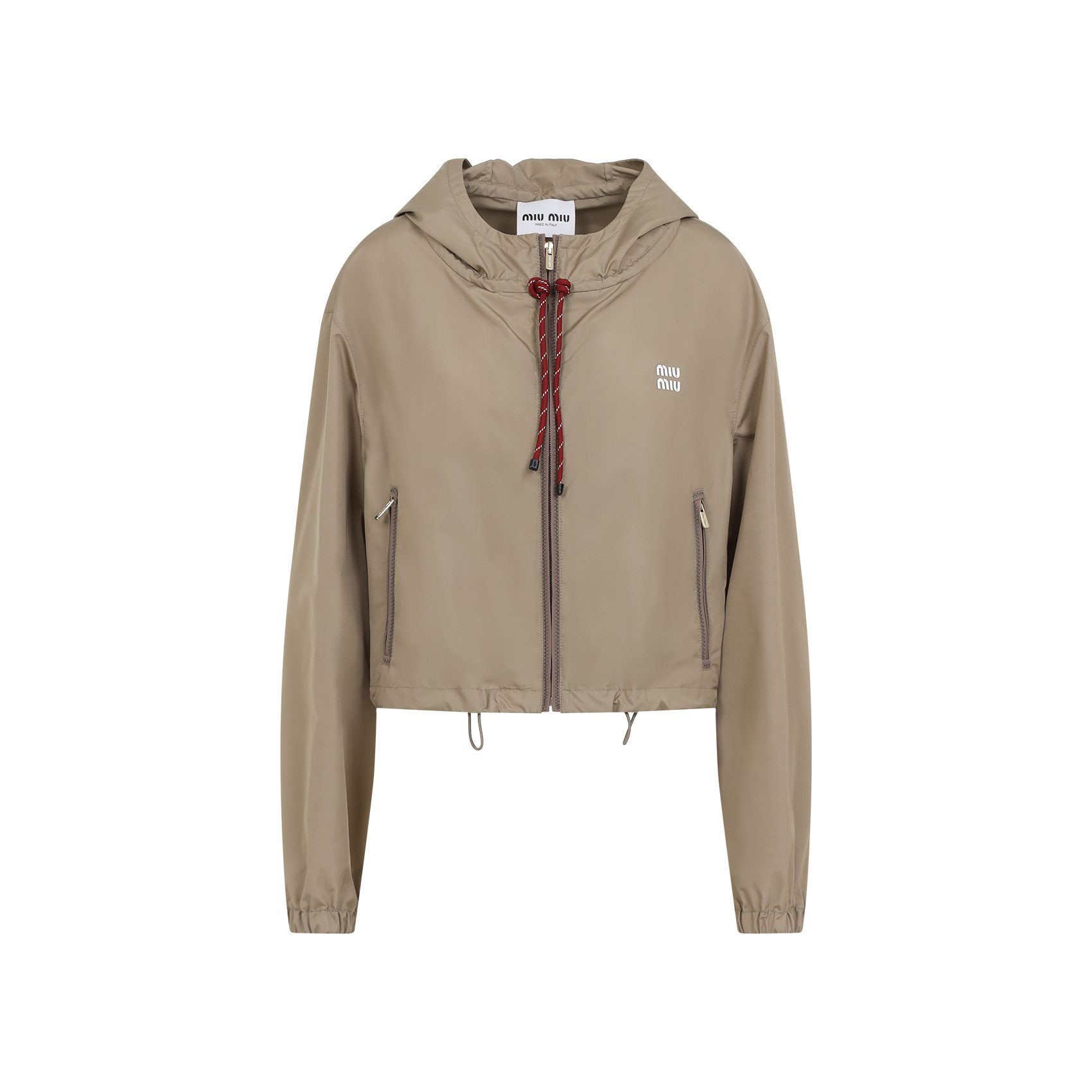 Miu Miu Logo Zip-up Jacket In Nude