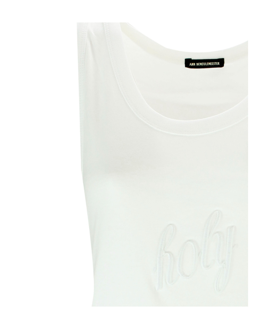 Ann Demeulemeester Logo Round-necked Vest In White