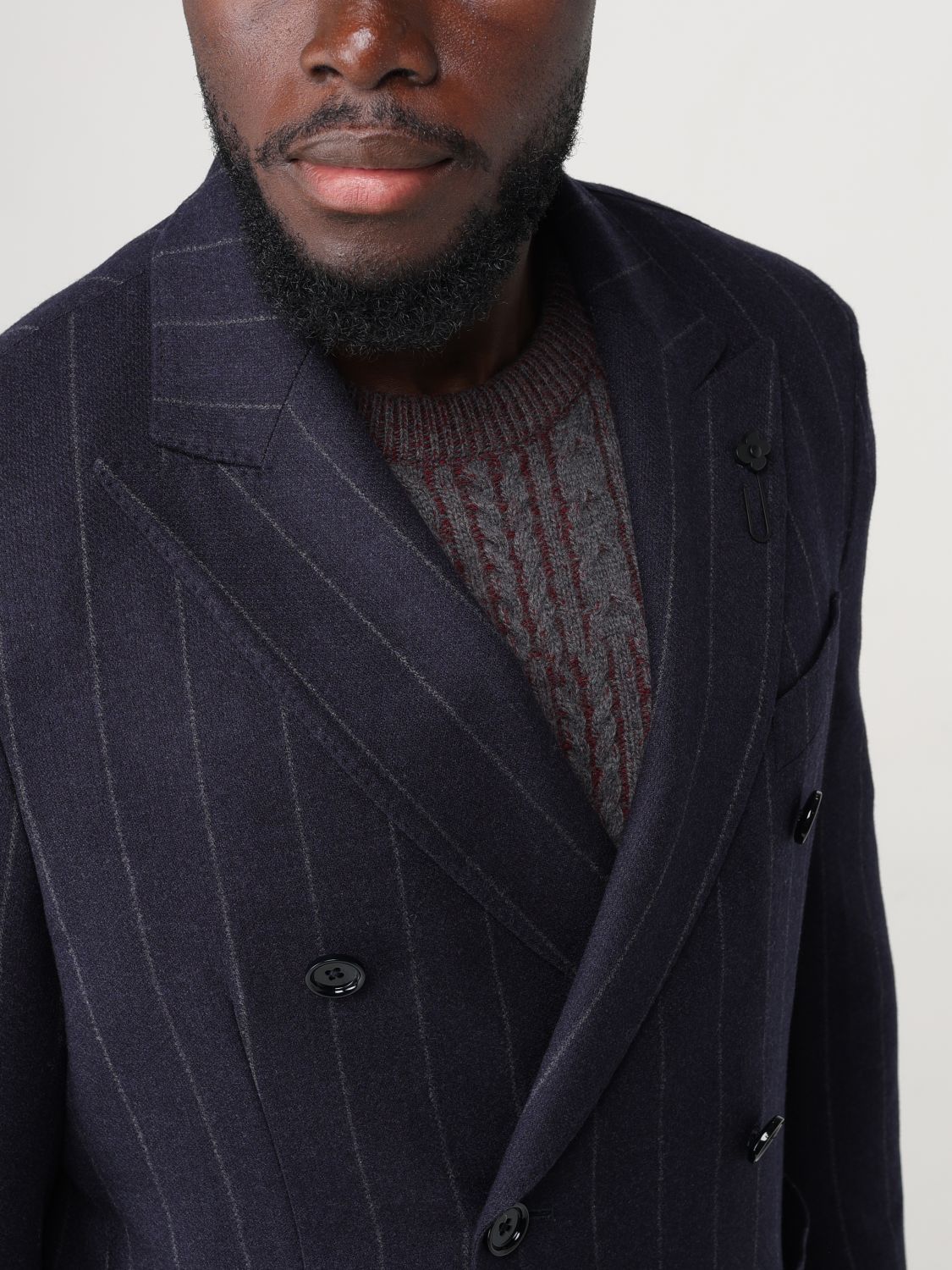 LARDINI PINSTRIPED DOUBLE-BREASTED BLAZER