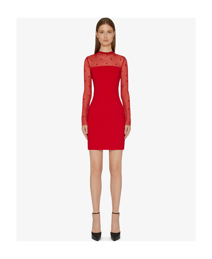 Givenchy 4g-print Tulle-panelled Minidress In Red