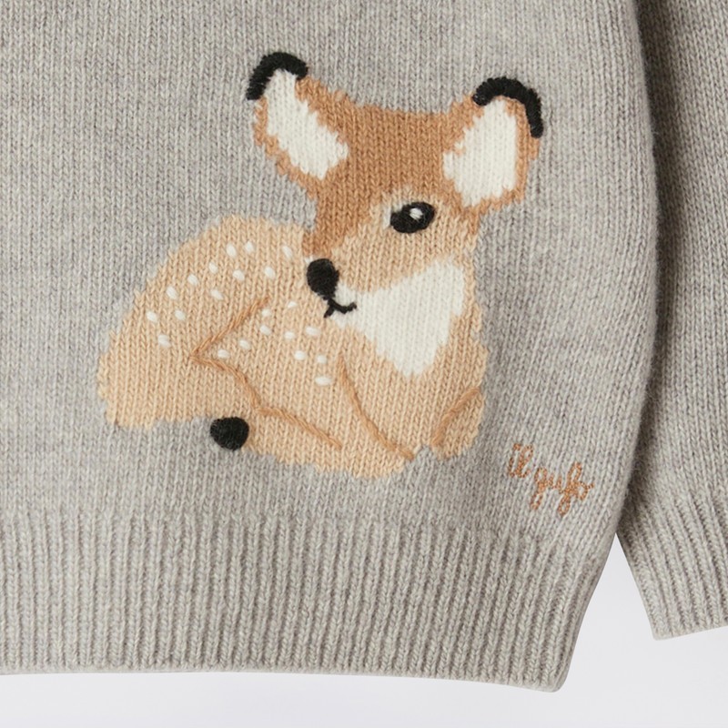 Il Gufo Babies Logo Intarsia Wool Sweater In Nude